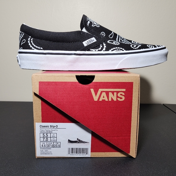 Vans Classic Slip On Black White Canvas Women's Shoes NEW - Picture 11 of 14